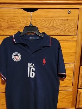 Ralph Lauren Navy Polo Shirt with Yellow Label